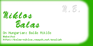 miklos balas business card